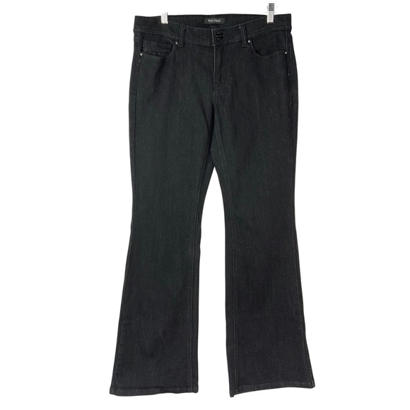 White House Black Market Denim - White House Black Market Noir Black Flare Jeans 8S Mid Rise Rhinestone Pockets